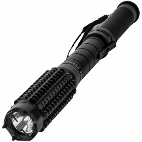 The Stun Master 110,000,000 volt Bad Ass Metal Stun Baton Flashlight. Rechargable stun Batton with 120 Lumen Flashlight. Includes life time warranty.