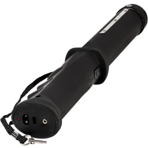 The Safety Technology Repeller Stun Baton with three mode flashlight. Measures 12" x 1 1/2." Includes wrist strap disable pin, wall charger, and nylon holster.