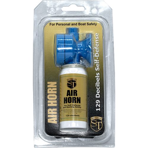 Safety Technology 129dB Air Horn in clear packaging, product fully visible.